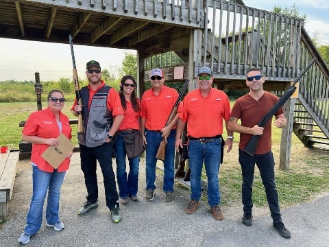 Members of the Rural 1st team shooting clays to combat food insecurity in Tennessee