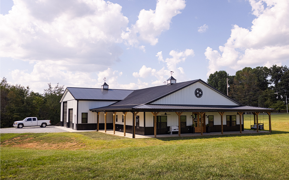 A newly-constructed barndominium.